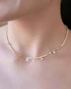 Choker Bolinhas Achatadas Pontos de Luz Cristal Banhado a Ouro 18K
