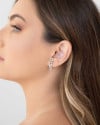 Ear Hook Quadrado Vazado Ródio Branco