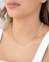 Gargantilha Riviera Cristal e Elos Ovais Banhado a Ouro 18K
