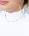 Choker Elos Ovais Ródio Branco