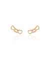 Brinco Ear Cuff Corações Cravejado Cristal Banhado a Ouro 18K