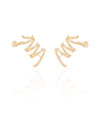 Ear Cuff Duplo 7 Filetes Liso Pressão Banhado a Ouro 18K