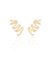 Ear Cuff Duplo 7 Filetes Liso Pressão Banhado a Ouro 18K