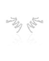 Ear Cuff Duplo 7 Filetes Liso Pressão Ródio Branco