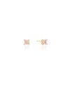 Brinco Ponto de Luz Quadrado Cristal Banhado a Ouro 18K