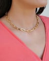 Gargantilha Elos Ovais 8 mm Banhado a Ouro 18K - 45 cm