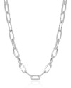 Gargantilha Elos Ovais 8 mm Ródio Branco - 45 cm