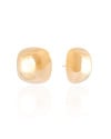 Brinco Quadrado Liso Abaulado Banhado a Ouro 18K