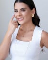 Brinco Argola Frontal Bolinhas Achatadas 2.2 cm Banhado a Ouro 18K