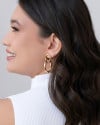 Brinco Argola Frontal Entrelaçada Martelada 4.2 cm Banhado a Ouro 18K