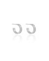 Brinco Argola Lisa Corte Central 1.4 cm Ródio Branco