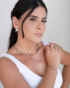Anel Ajustável Reto Liso Tamanho M Ródio Branco