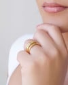 Anel Três Filetes Tamanho 18 Banhado a Ouro 18K