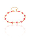Pulseira Pontos de Luz Safira Rosa Banhado a Ouro 18K