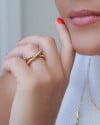 Anel Bolinhas em X Tamanho 21 Banhado a Ouro 18K