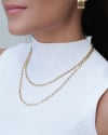 Gargantilha Dupla Elos Canutilhos Ovais com Detalhes Banhado a Ouro 18K
