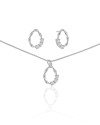 Conjunto Gota Torcida Cravejado Cristal Ródio Branco