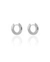 Brinco Argola Click Redonda Achatada Lisa 1.7 cm Ródio Branco