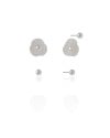 Brinco Duplo Flor Bolinha Lisa Ródio Branco