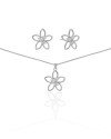 Conjunto Flor Cravejada Geométrica Cristal Ródio Branco