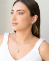 Conjunto Flor Cravejada Geométrica Cristal Ródio Branco