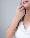 Pulseira Pérolas Pontos de Luz Cristal Banhado a Ouro 18K