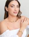 Brinco Ponto de Luz Cristal 4 mm Banhado a Ouro 18K
