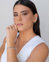 Anel Filetes Carré Zircônias Tamanho 14 Ródio Branco
