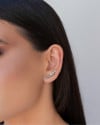 Ear Cuff Bolas Cravejado Cristal Ródio Branco