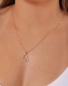 Gargantilha Coração Mãe Cravejado Cristal Banhado a Ouro 18K - 45 cm