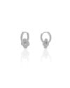 Brinco Argola Click Flor Cravejado Zircônia 1.7 cm Ródio Branco