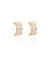 Ear Hook Retângulos Cravejado Cristal Banhado a Ouro 18K