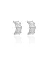 Ear Hook Retângulos Cravejado Cristal Ródio Branco