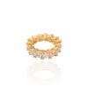 Anel Carré Cravejado Cristal Tamanho 23 Banhado a Ouro 18K