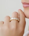 Anel Carré Cravejado Cristal Tamanho 23 Banhado a Ouro 18K