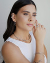 Anel Ajustável Orgânico Liso Tamanho M Ródio Branco