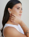 Pulseira Malha Fita Triângulos Lisos Ródio Branco