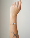 Pulseira Malha Fita Triângulos Lisos Ródio Branco