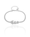 Pulseira Malha Fita Triângulos Lisos Ródio Branco