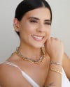 Pulseira Cascalhos Lisos Fecho Gravata Banhado a Ouro 18K
