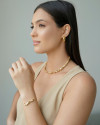 Pulseira Cascalhos Lisos Fecho Gravata Banhado a Ouro 18K