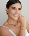 Pulseira Cascalhos Lisos Fecho Gravata Ródio Branco