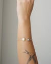 Bracelete Bola Lisa e Pérola Ródio Branco