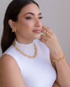 Anel Ajustável Tela Liso Tamanho M Banhado a Ouro 18K