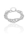 Pulseira Elos Entrelaçados Texturizados Ródio Branco