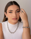 Pulseira Elos Entrelaçados Texturizados Ródio Branco