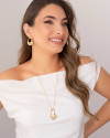 Gargantilha Longa Veneziana Pingente Orgânico 3.8 cm Banhado a Ouro 18K - 60 cm
