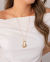 Gargantilha Longa Veneziana Pingente Orgânico 3.8 cm Banhado a Ouro 18K - 60 cm