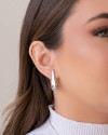 Brinco Argola Gota Lisa 3cm Ródio Branco