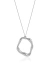 Gargantilha Longa Pingente Orgânico Vazado 3.8 cm Ródio Branco - 65 cm